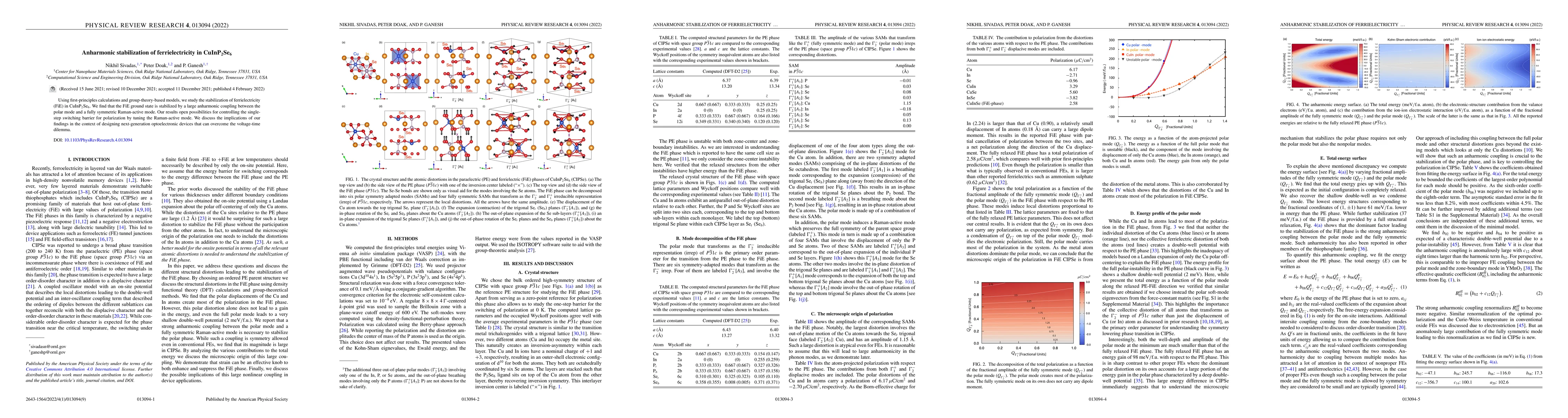 Thumbnail for Anharmonic stabilization of ferrielectricity in CuInP$_2$Se$_6$