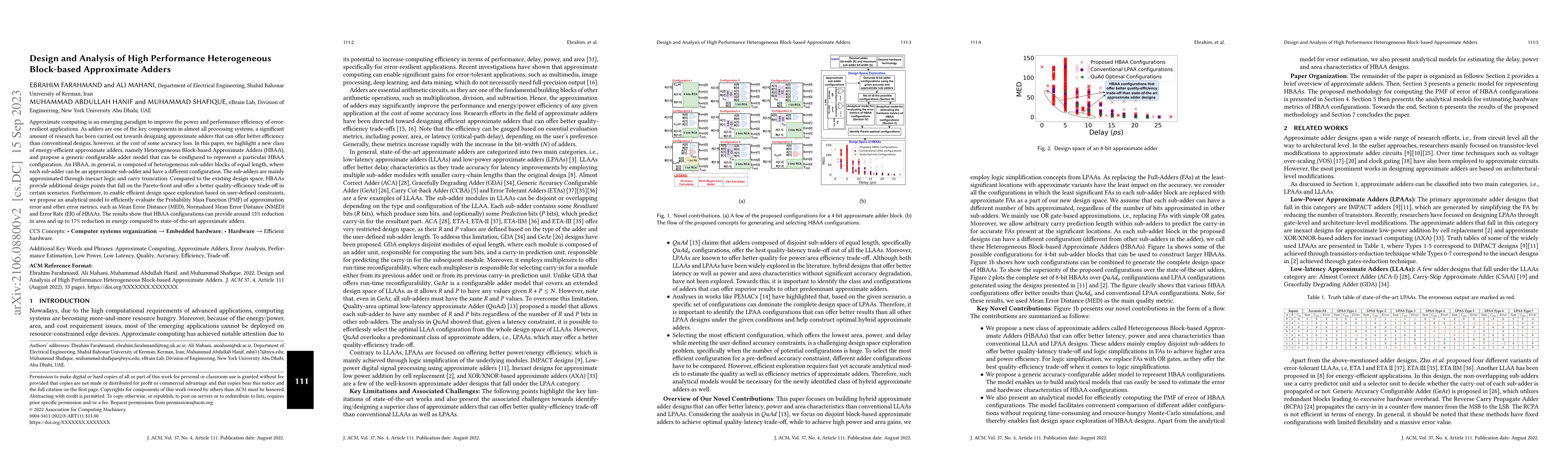 Thumbnail for Design and Analysis of High Performance Heterogeneous Block-based
  Approximate Adders