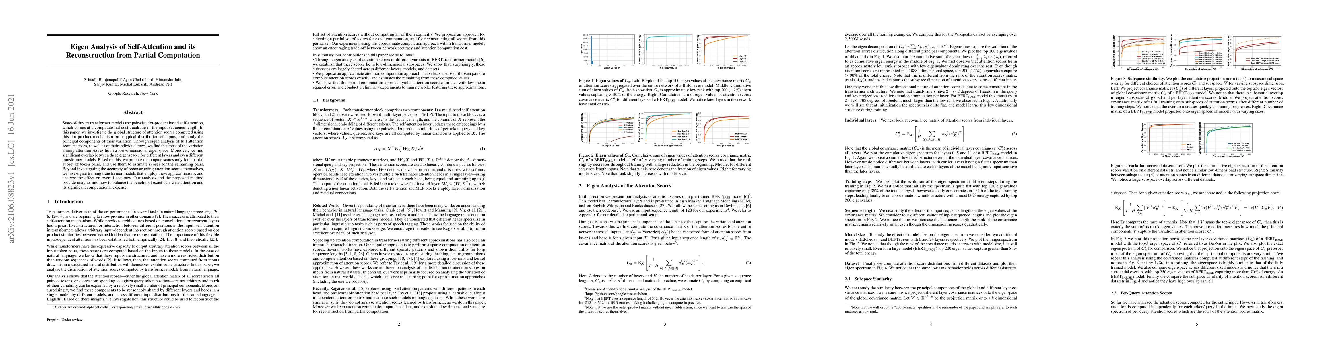 Thumbnail for Eigen Analysis of Self-Attention and its Reconstruction from Partial
  Computation