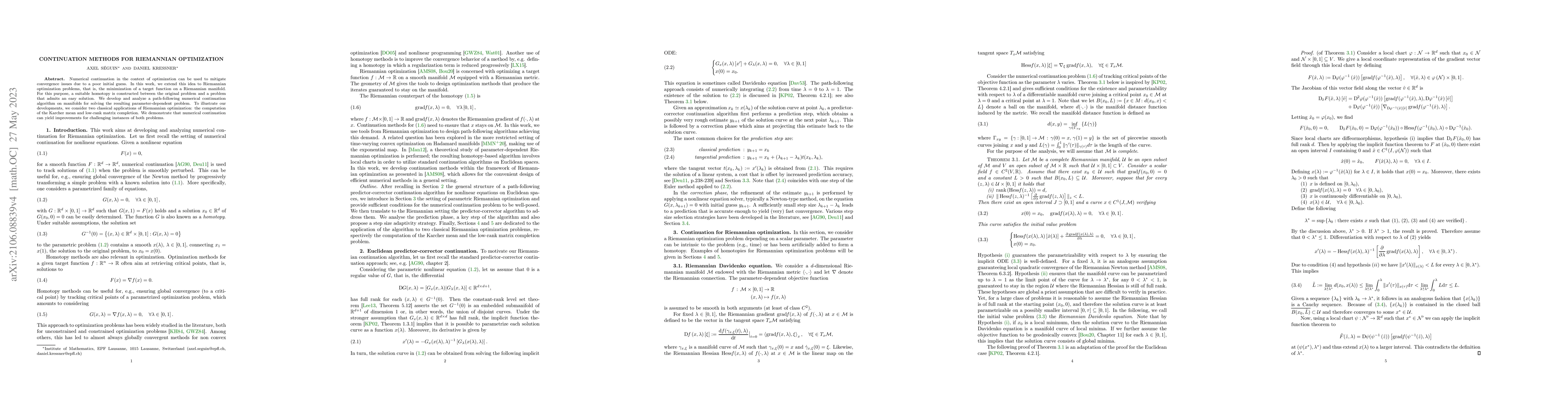 Thumbnail for Continuation methods for Riemannian Optimization