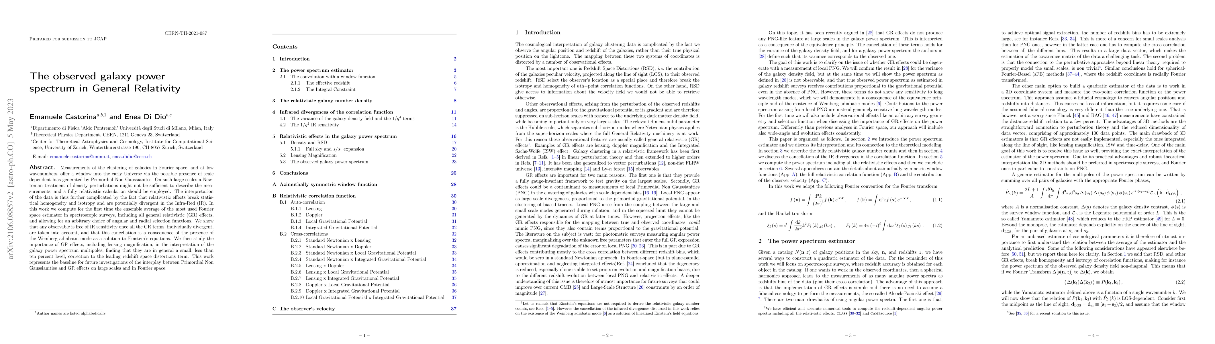 Thumbnail for The observed galaxy power spectrum in General Relativity