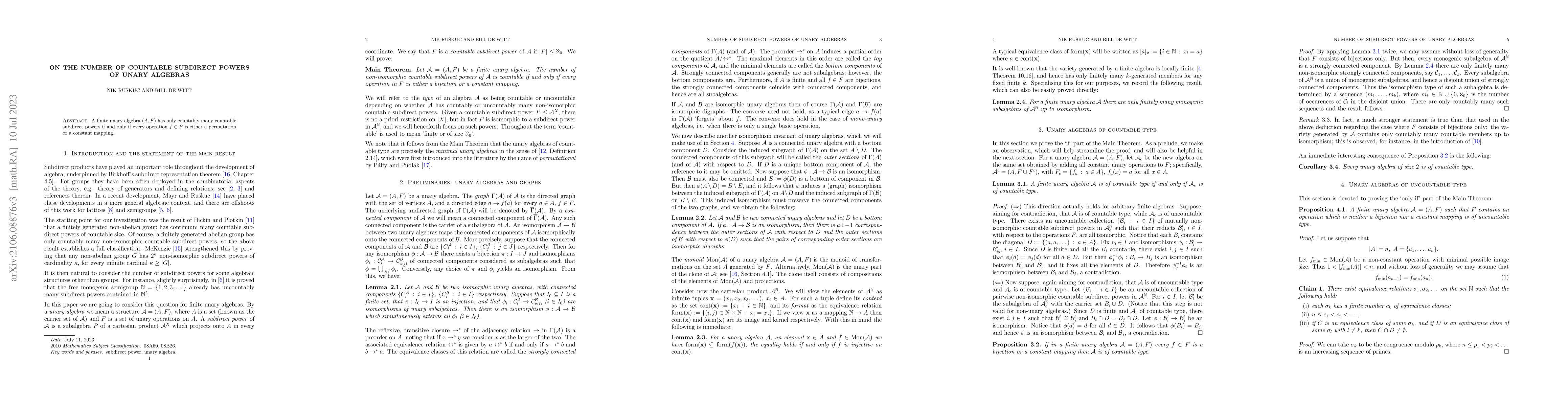 Thumbnail for On the number of countable subdirect powers of unary algebras