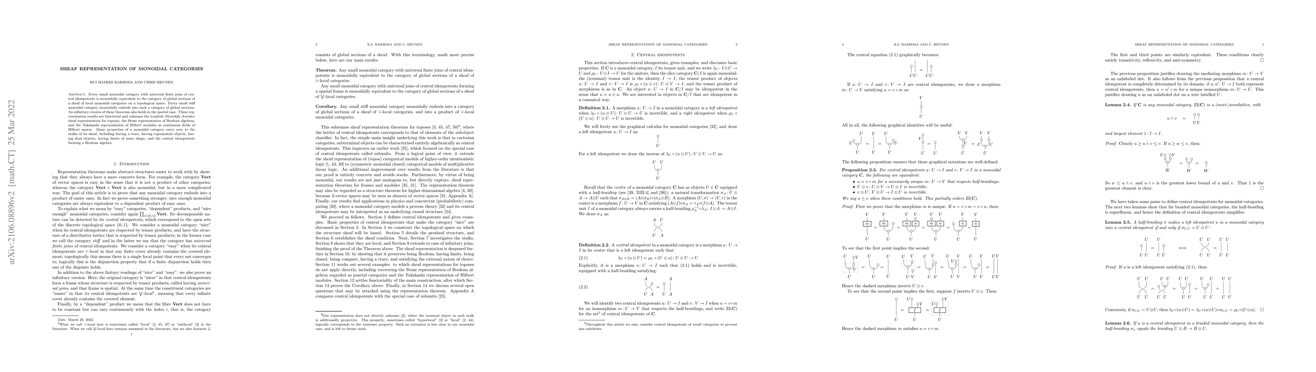 Thumbnail for Sheaf representation of monoidal categories