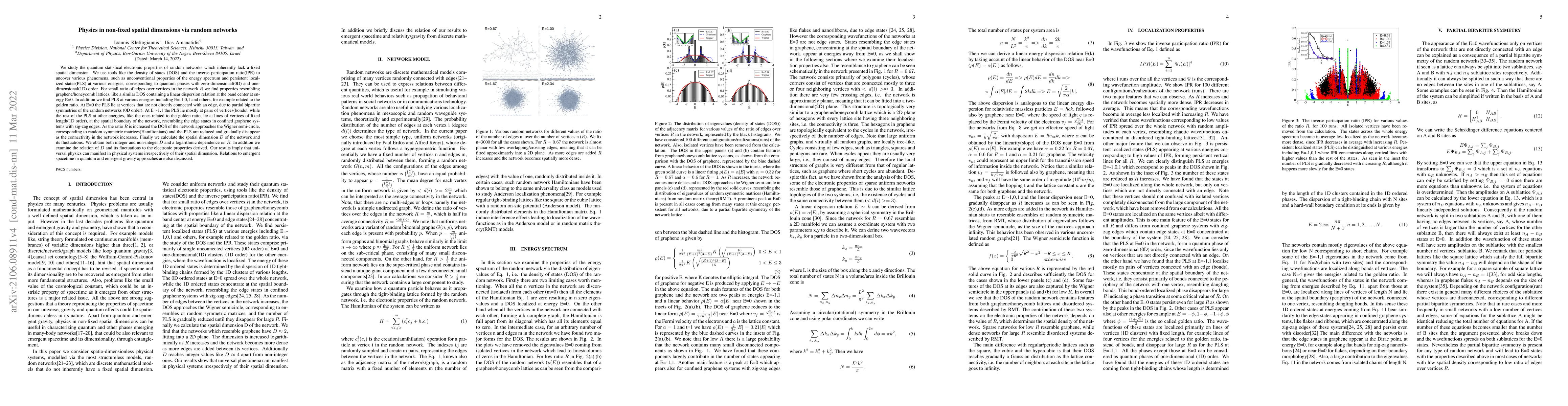 Thumbnail for Physics in non-fixed spatial dimensions via random networks