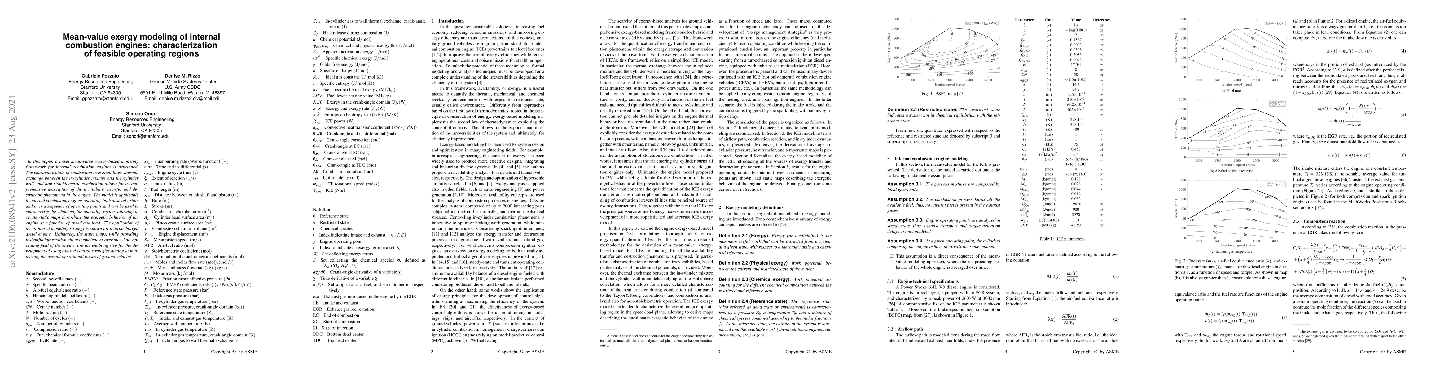 Thumbnail for Mean-value exergy modeling of internal combustion engines:
  characterization of feasible operating regions
