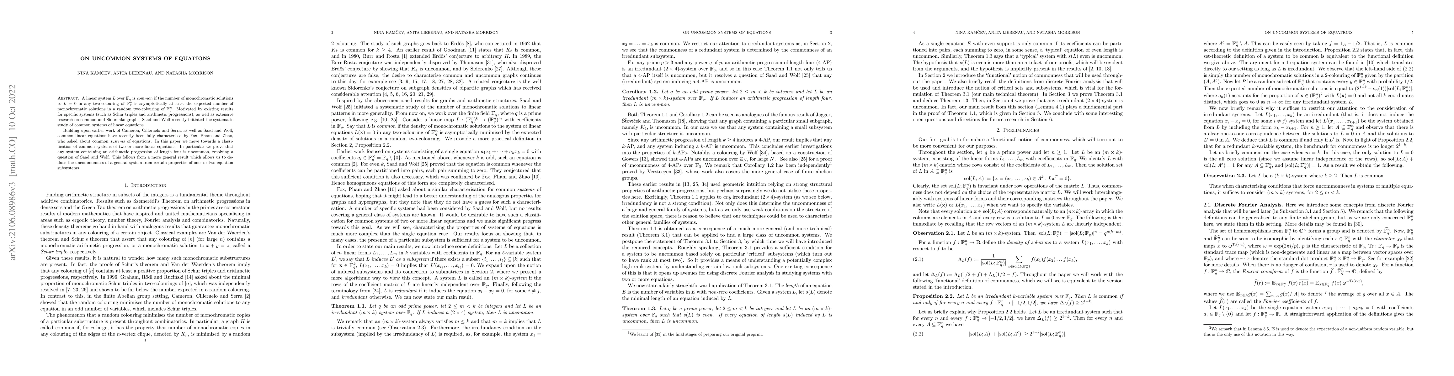 Thumbnail for On uncommon systems of equations
