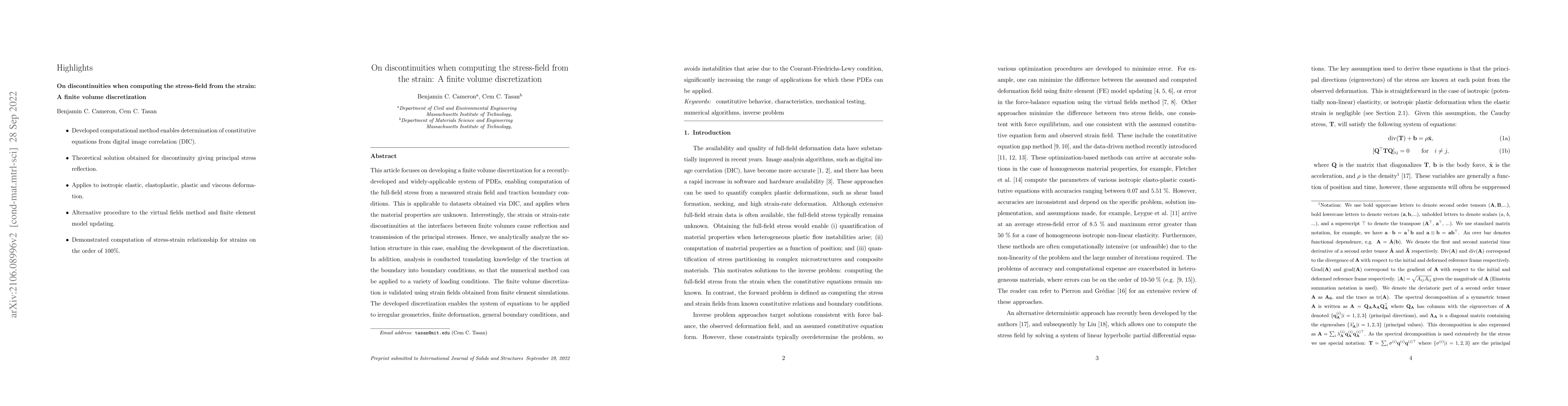 Thumbnail for On discontinuities when computing the stress-field from the strain: a
  finite volume discretization