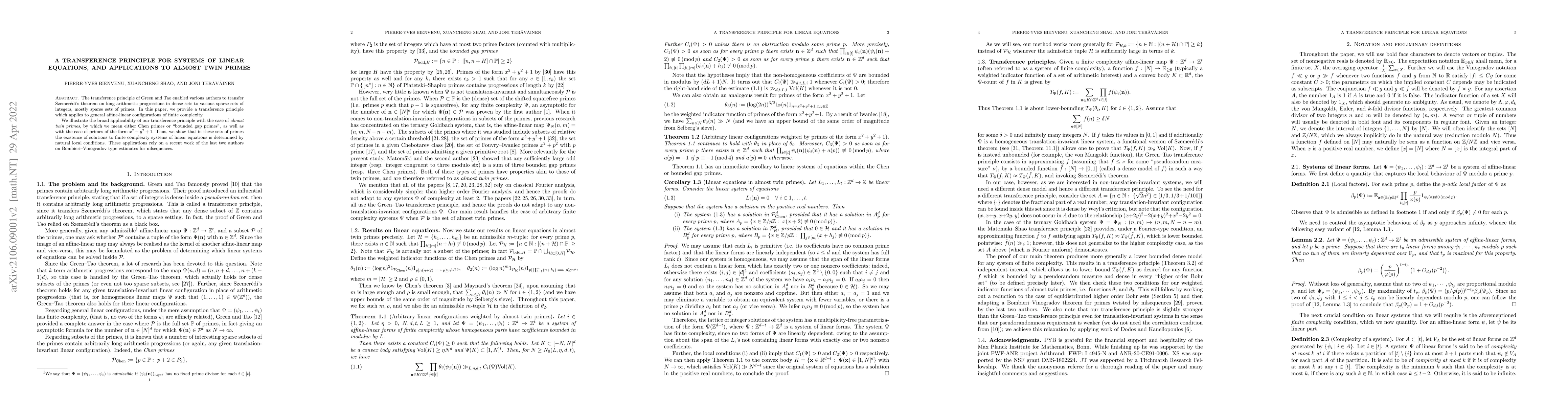 Thumbnail for A transference principle for systems of linear equations, and
  applications to almost twin primes
