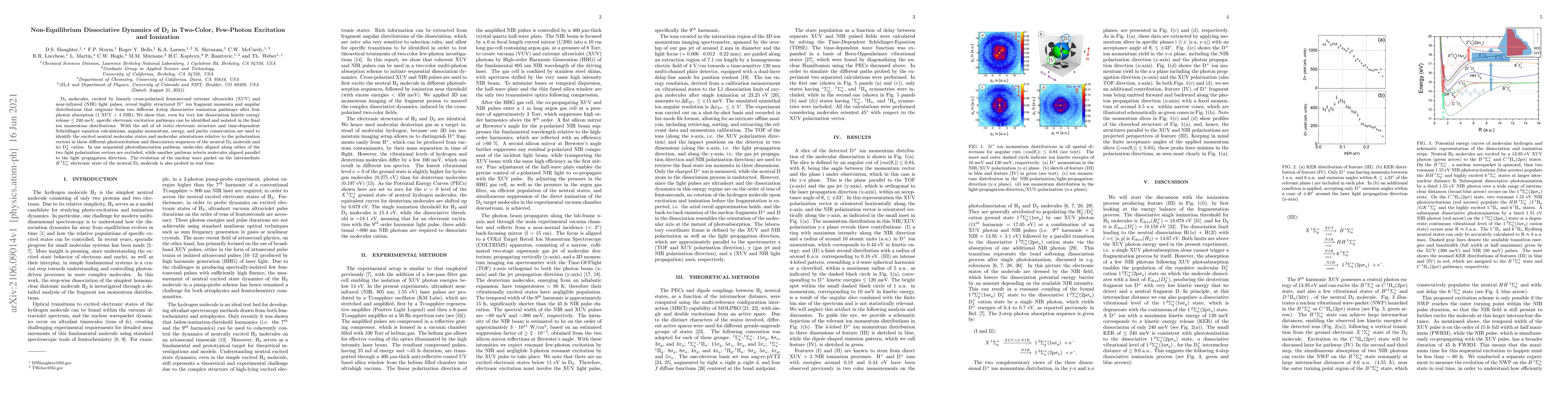 Thumbnail for Non-Equilibrium Dynamics in Two-Color, Few-Photon Dissociative
  Excitation and Ionization of D$_2$