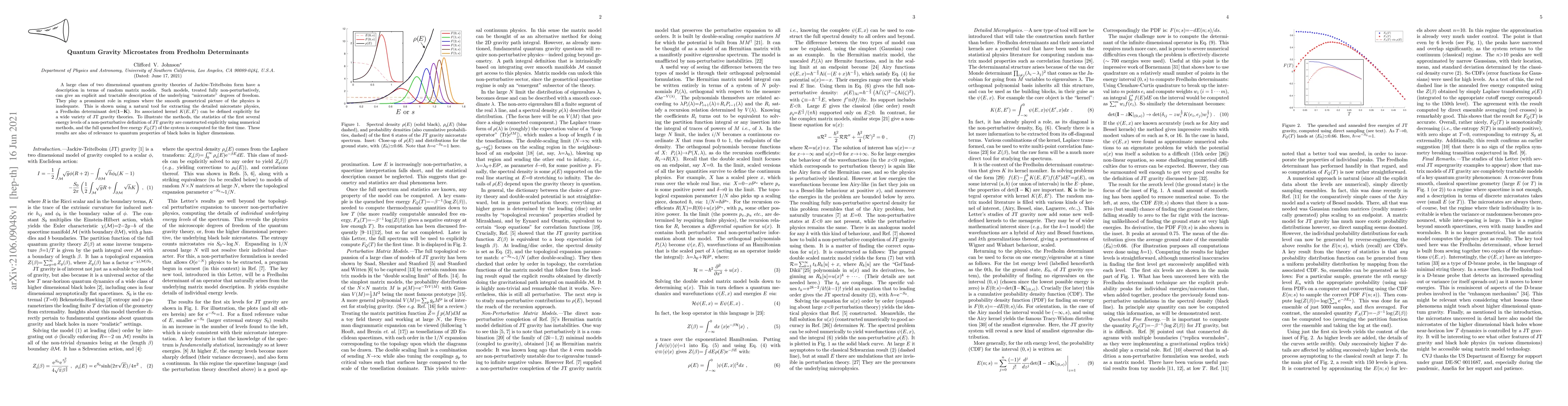 Thumbnail for Quantum Gravity Microstates from Fredholm Determinants