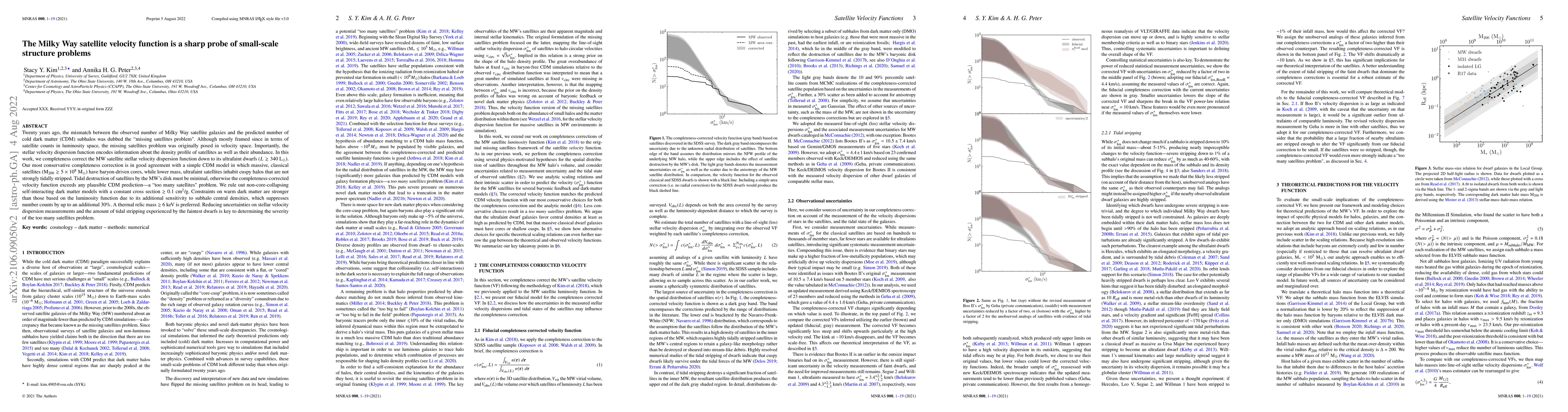 Thumbnail for The Milky Way satellite velocity function is a sharp probe of
  small-scale structure problems
