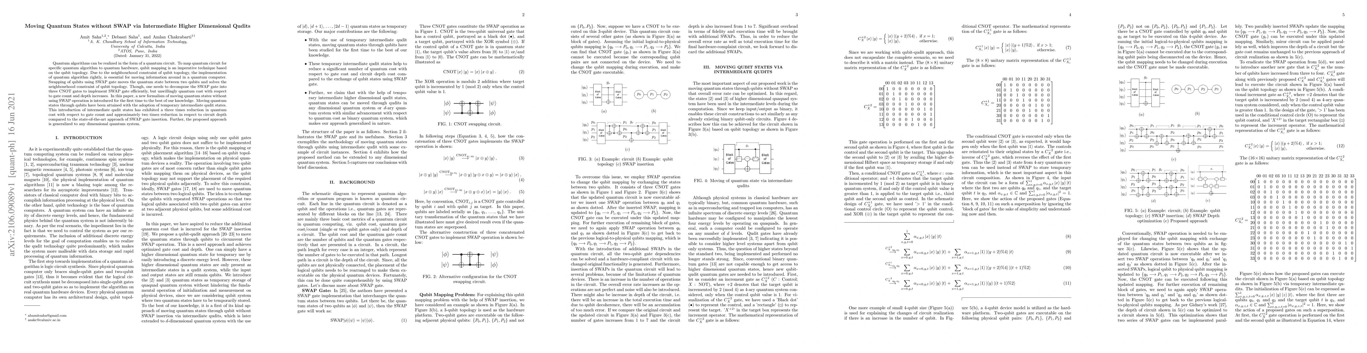 Thumbnail for Moving Quantum States without SWAP via Intermediate Higher Dimensional
  Qudits