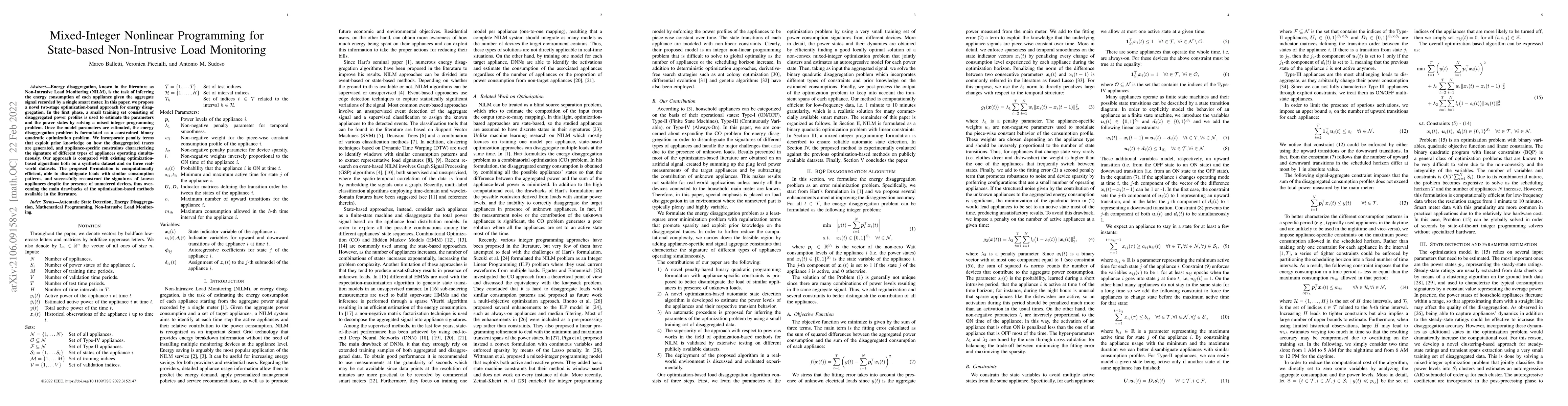 Thumbnail for Mixed-Integer Nonlinear Programming for State-based Non-Intrusive Load
  Monitoring