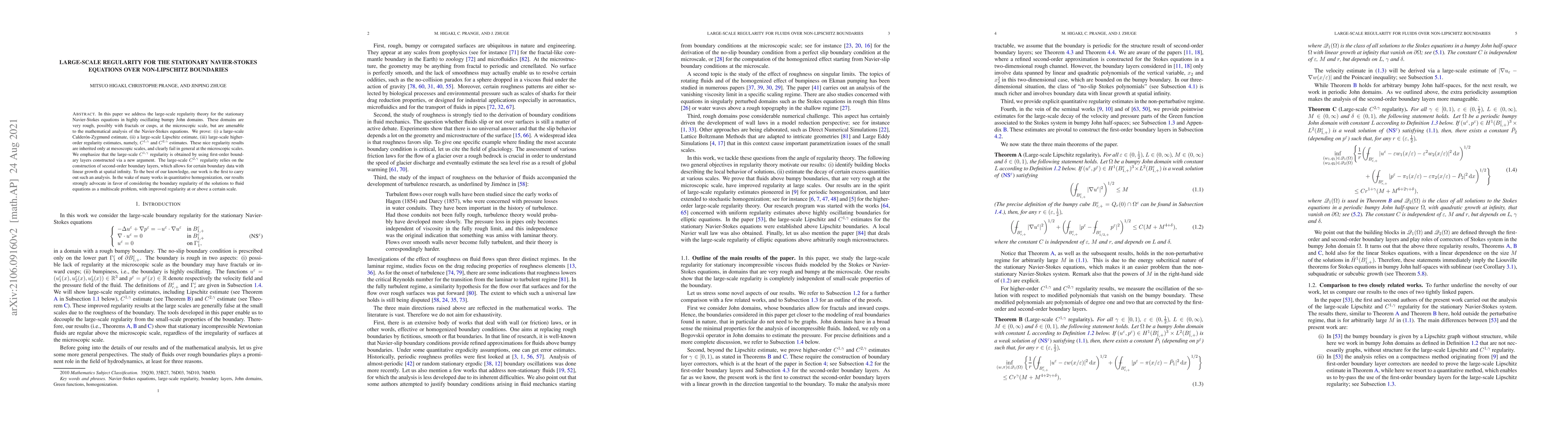 Thumbnail for Large-scale regularity for the stationary Navier-Stokes equations over
  non-Lipschitz boundaries