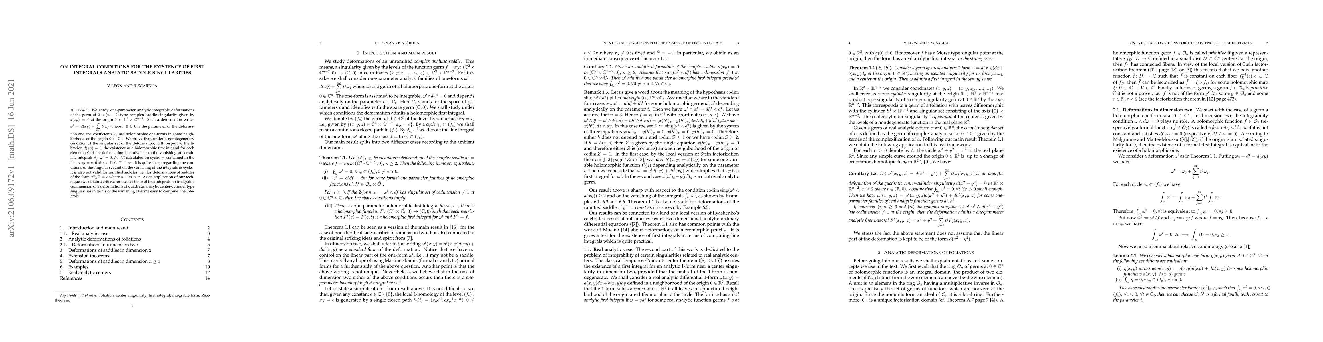 Thumbnail for On integral conditions for the existence of first integrals analytic
  saddle singularities