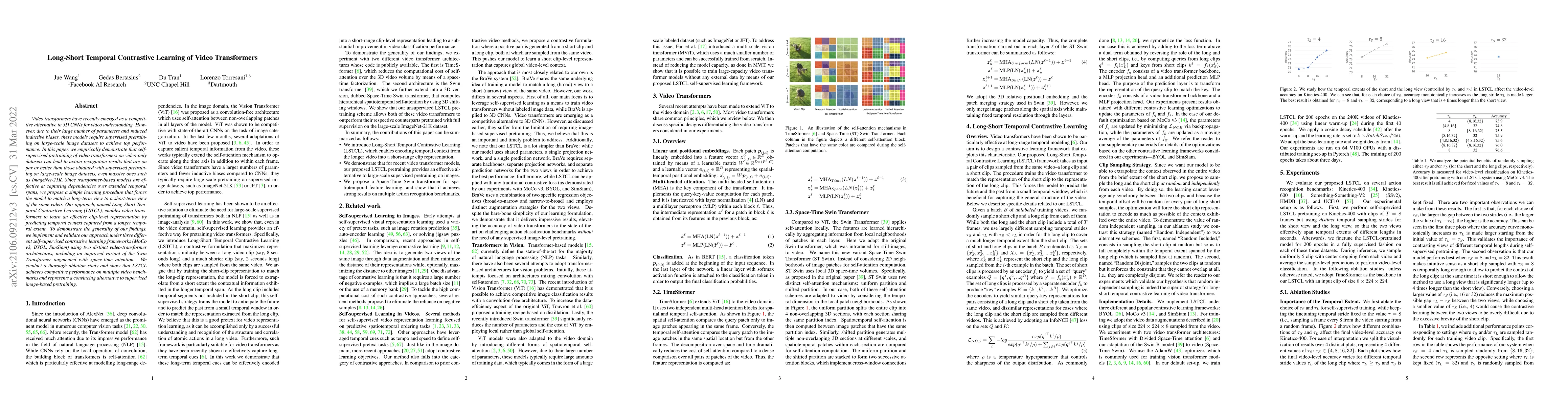 Thumbnail for Long-Short Temporal Contrastive Learning of Video Transformers
