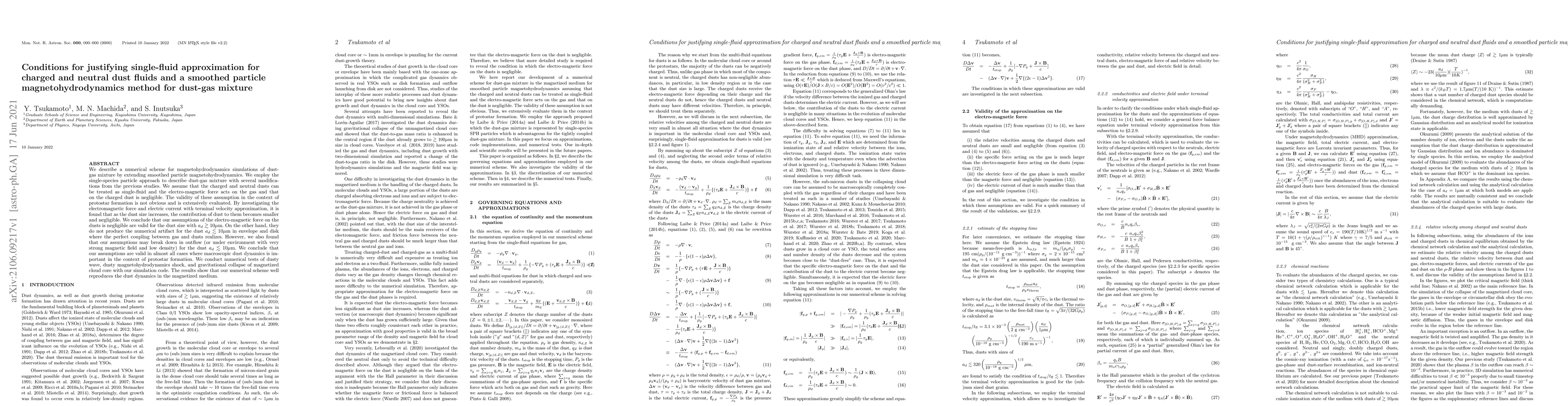 Thumbnail for Conditions for justifying single-fluid approximation for charged and
  neutral dust fluids and a smoothed particle magnetohydrodynamics method for
  dust-gas mixture