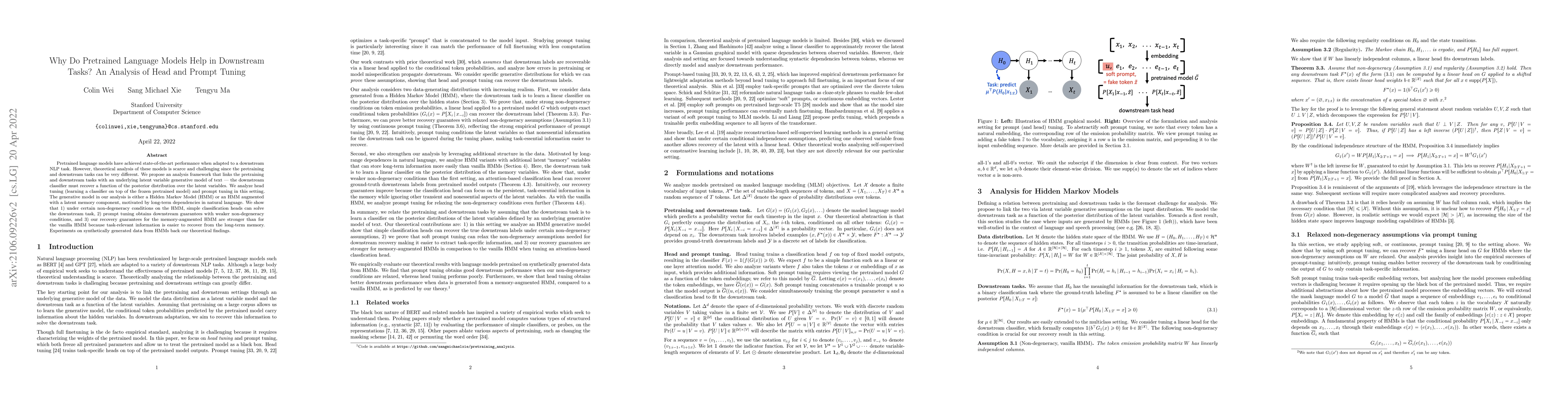 Thumbnail for Why Do Pretrained Language Models Help in Downstream Tasks? An Analysis
  of Head and Prompt Tuning