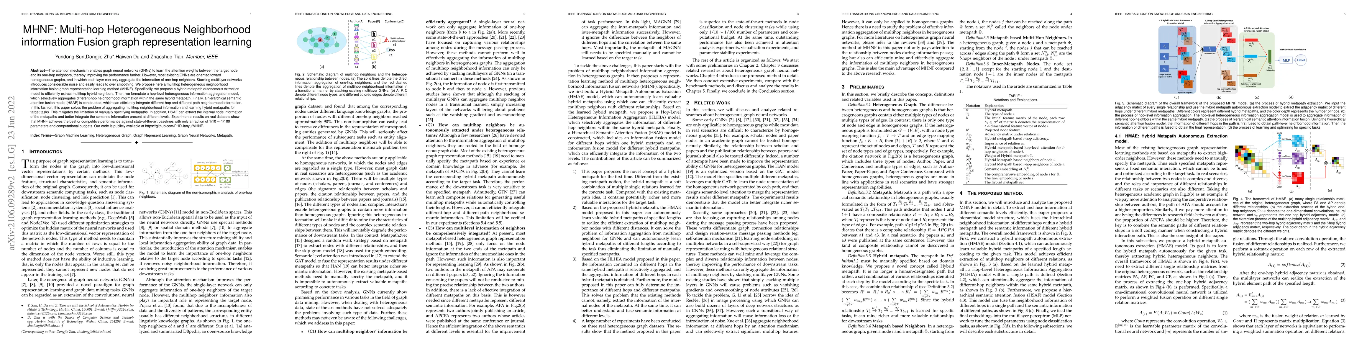 Thumbnail for MHNF: Multi-hop Heterogeneous Neighborhood information Fusion graph
  representation learning