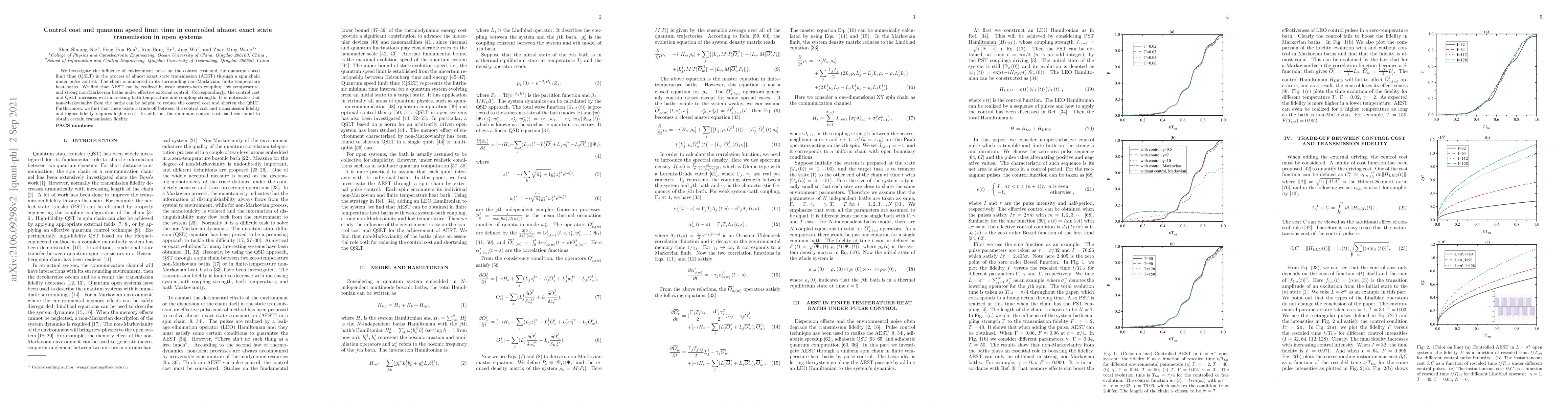 Thumbnail for Control cost and quantum speed limit time in controlled almost exact
  state transmission in open systems