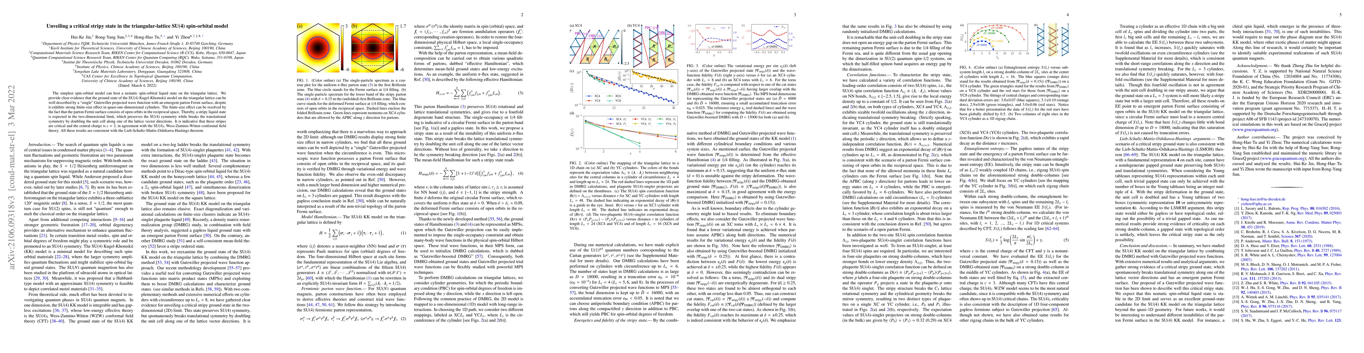 Thumbnail for Unveiling a critical stripy state in the triangular-lattice SU(4)
  spin-orbital model