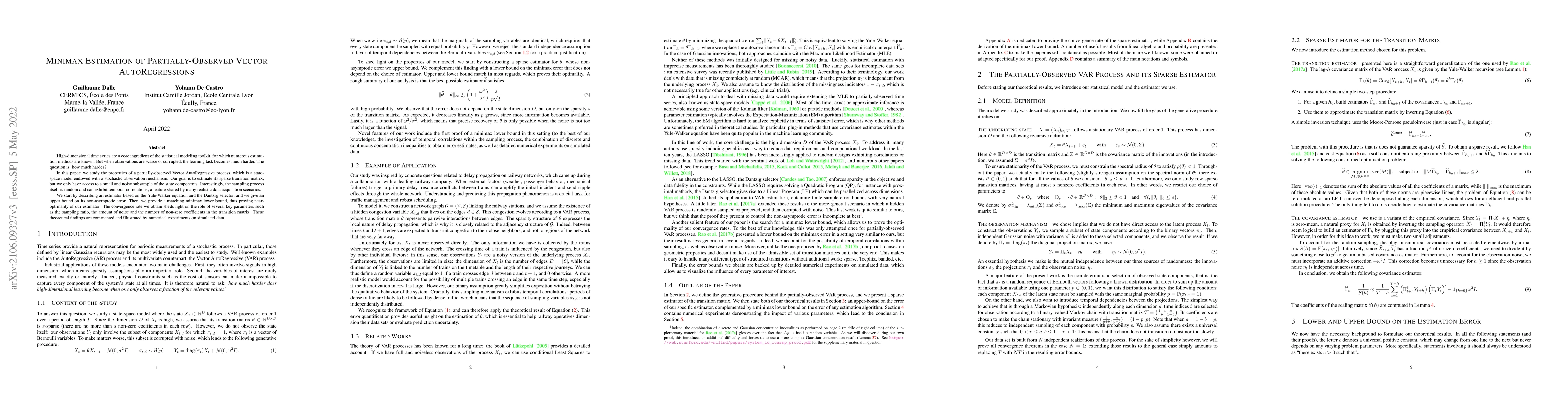 Thumbnail for Minimax Estimation of Partially-Observed Vector AutoRegressions