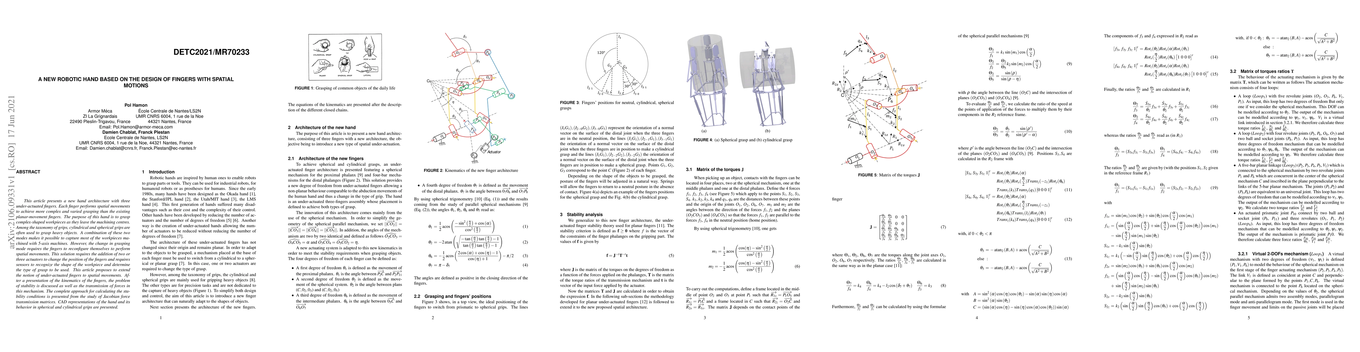 Thumbnail for A new robotic hand based on the design of fingers with spatial motions
