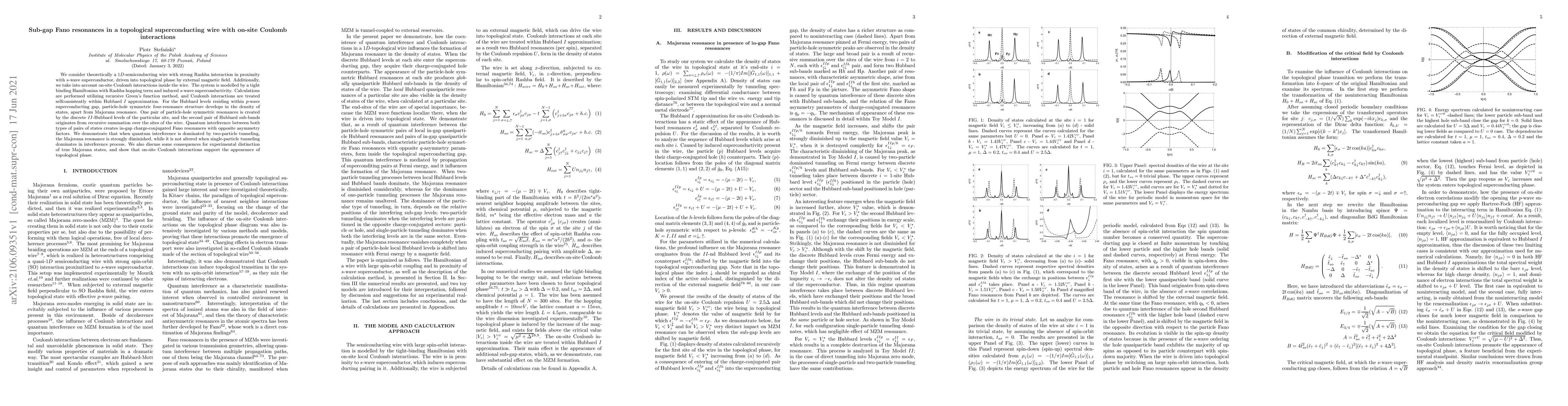 Thumbnail for Sub-gap Fano resonances in a topological superconducting wire with
  on-site Coulomb interactions