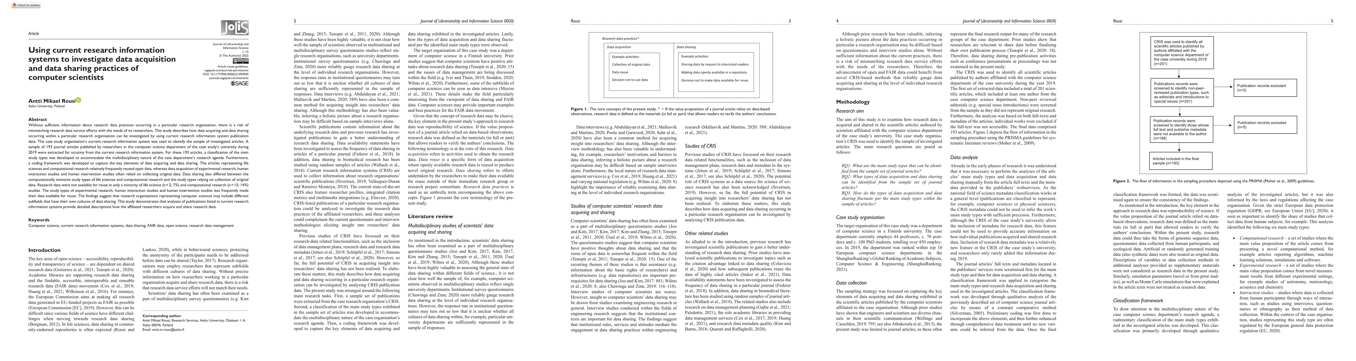 Thumbnail for Using current research information systems to investigate data
  acquisition and data sharing practices of computer scientists