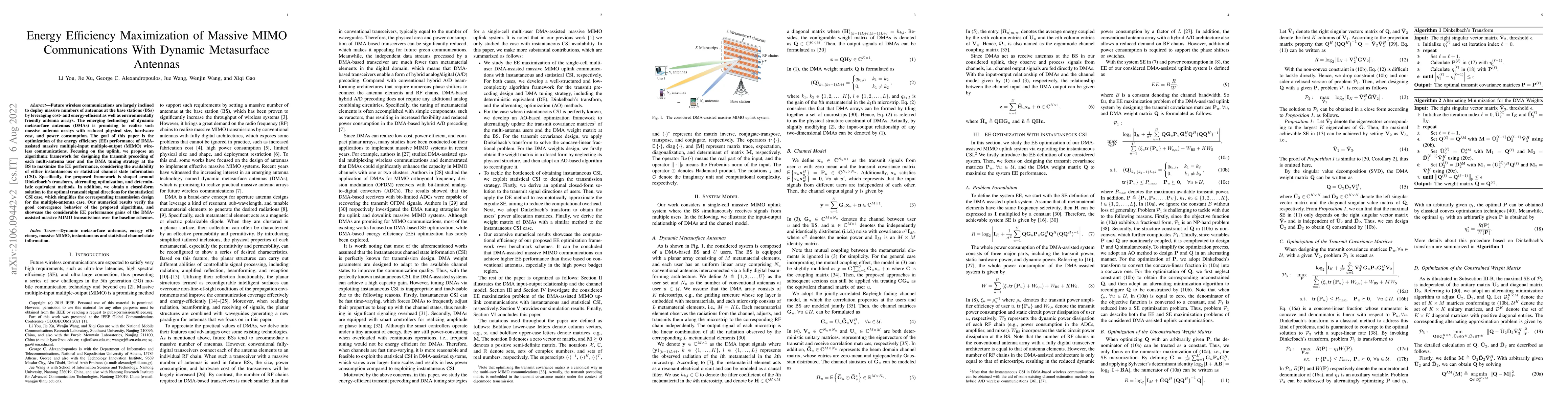 Thumbnail for Energy Efficiency Maximization of Massive MIMO Communications With
  Dynamic Metasurface Antennas