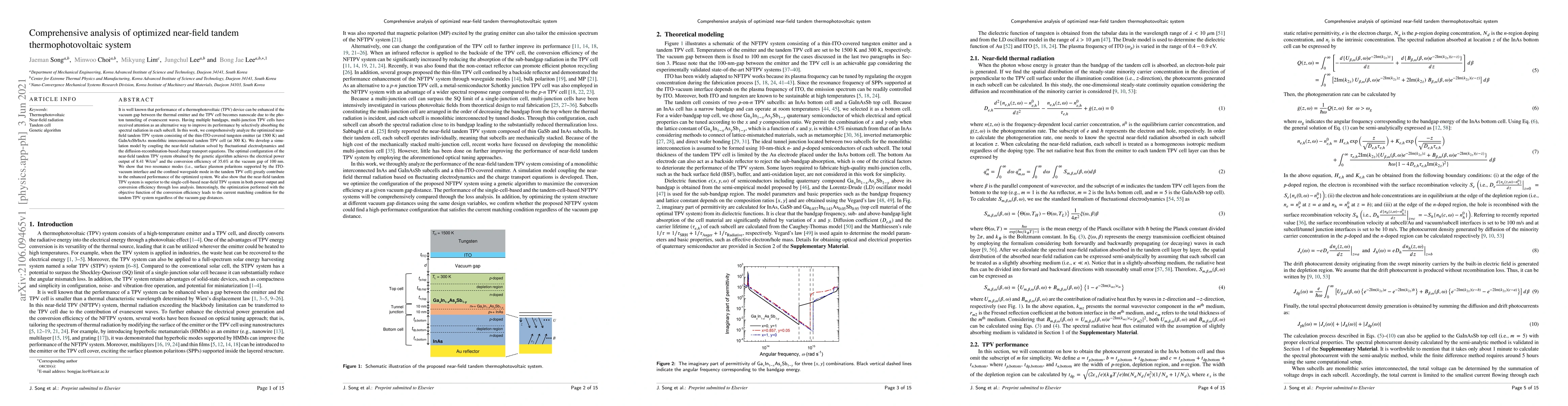Thumbnail for Comprehensive analysis of optimized near-field tandem thermophotovoltaic
  system