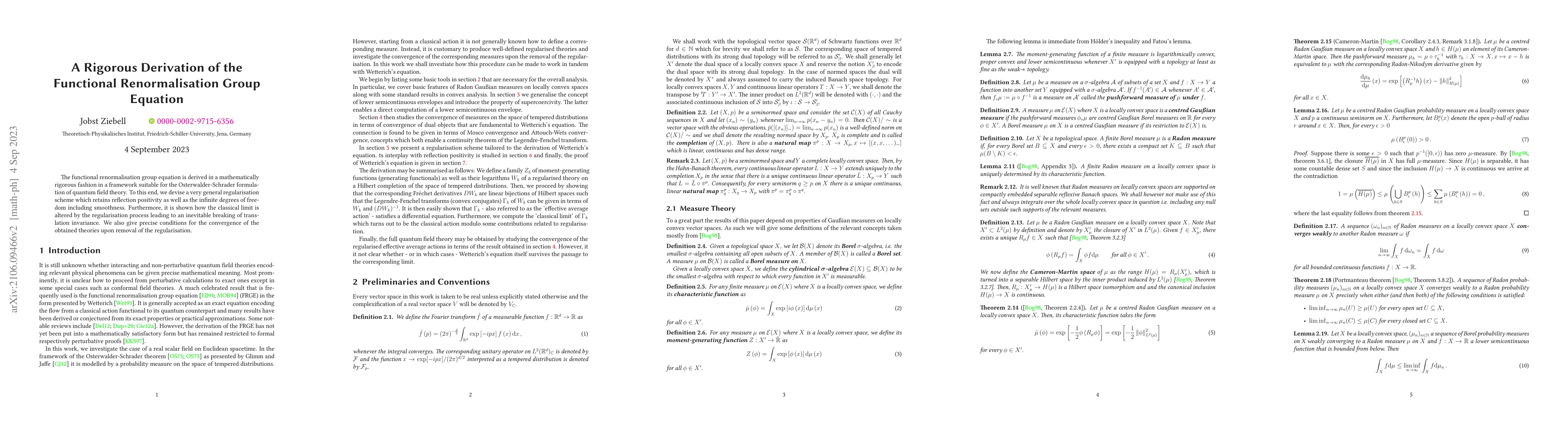 Thumbnail for A Rigorous Derivation of the Functional Renormalisation Group Equation