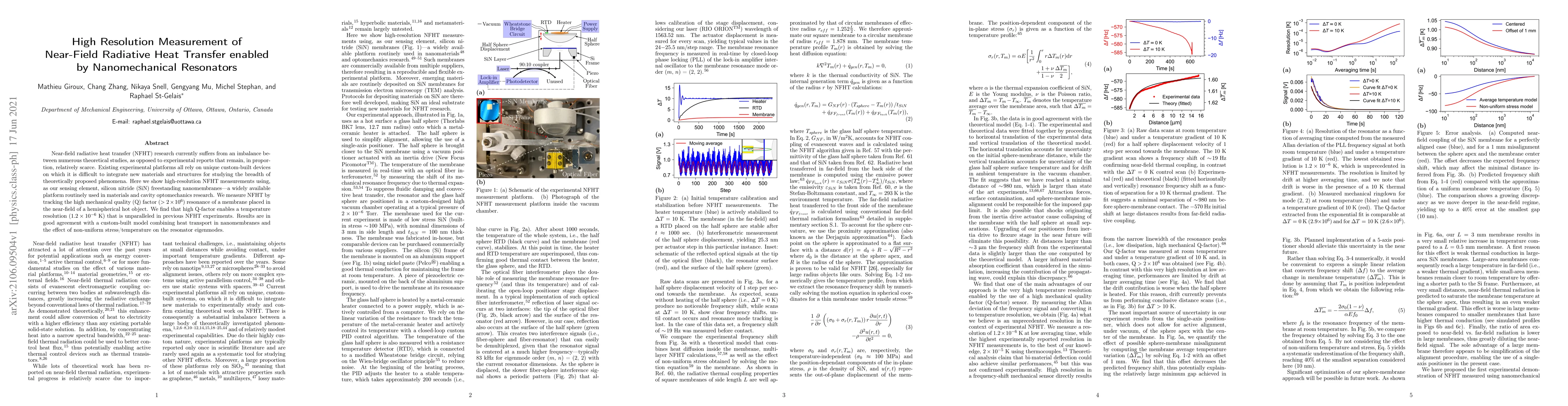Thumbnail for High Resolution Measurement of Near-Field Radiative Heat Transfer
  enabled by Nanomechanical Resonators