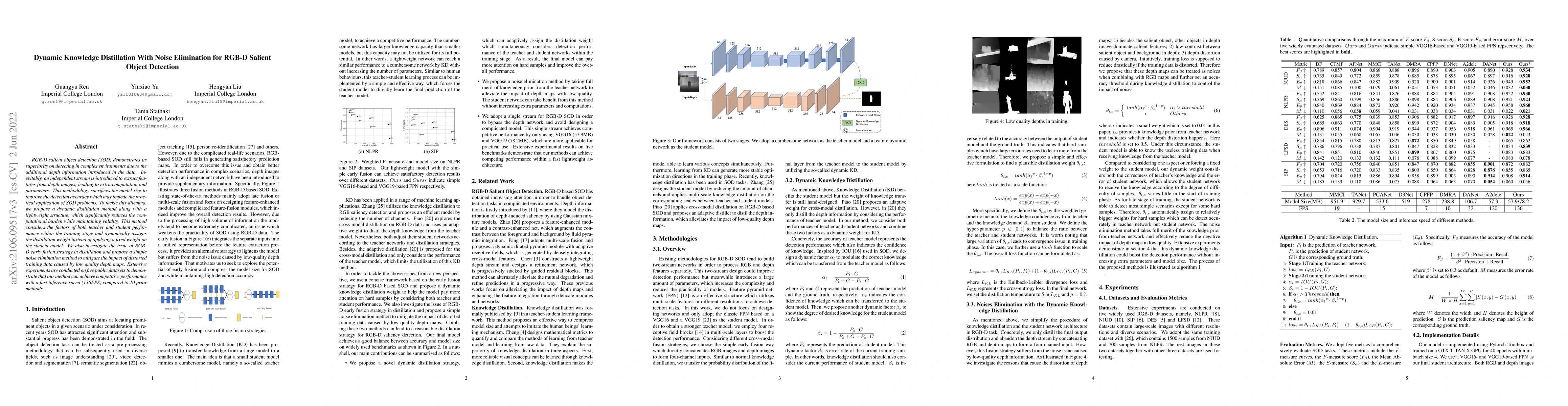 Thumbnail for Dynamic Knowledge Distillation With Noise Elimination for RGB-D Salient
  Object Detection