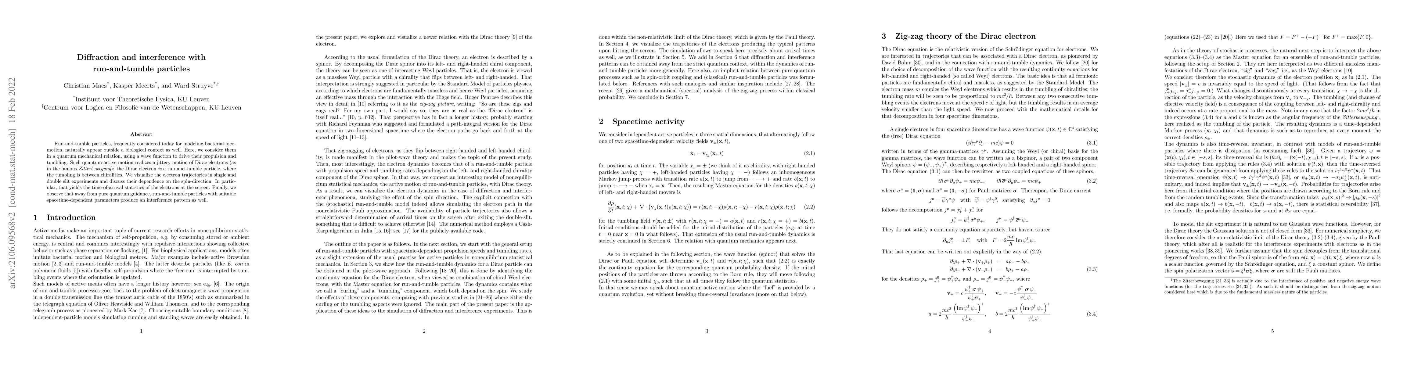 Thumbnail for Diffraction and interference with run-and-tumble particles