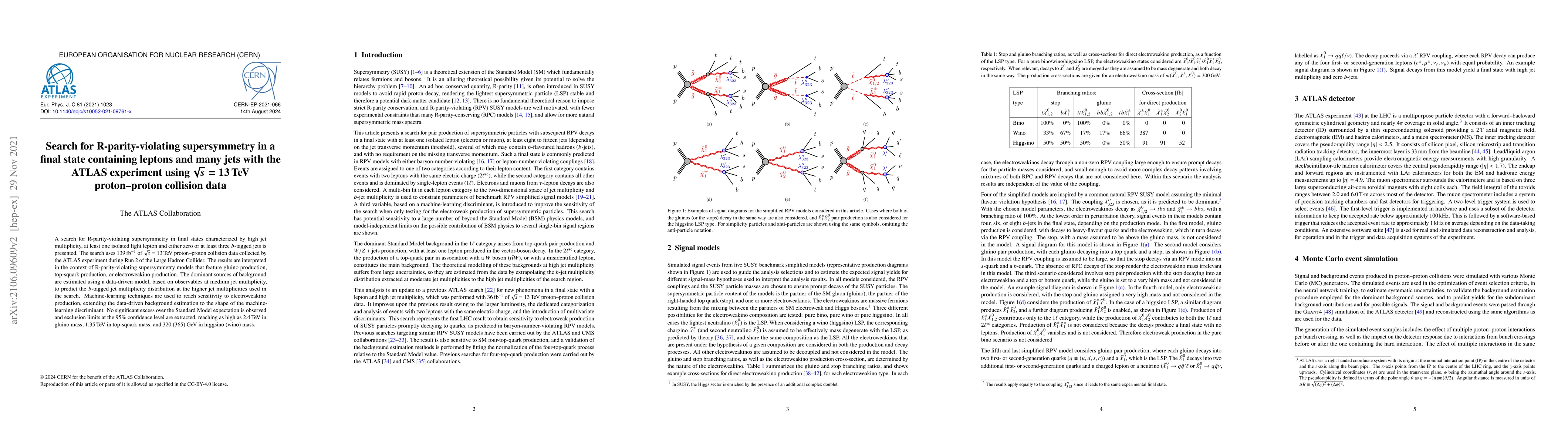 Thumbnail for Search for R-parity violating supersymmetry in a final state containing
  leptons and many jets with the ATLAS experiment using $\sqrt{s} = 13$ TeV
  proton-proton collision data
