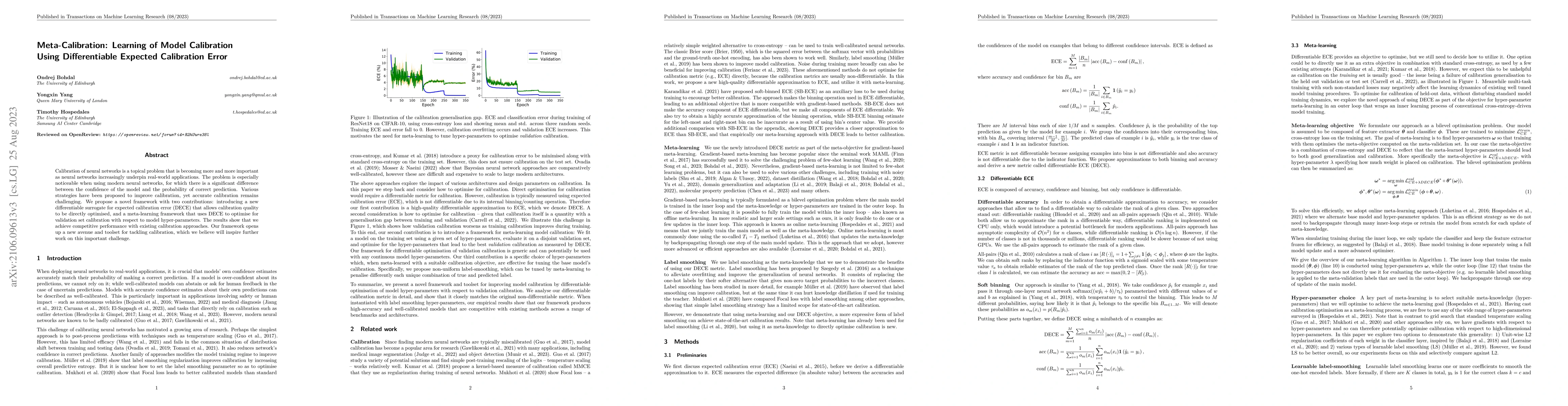 Thumbnail for Meta-Calibration: Learning of Model Calibration Using Differentiable
  Expected Calibration Error