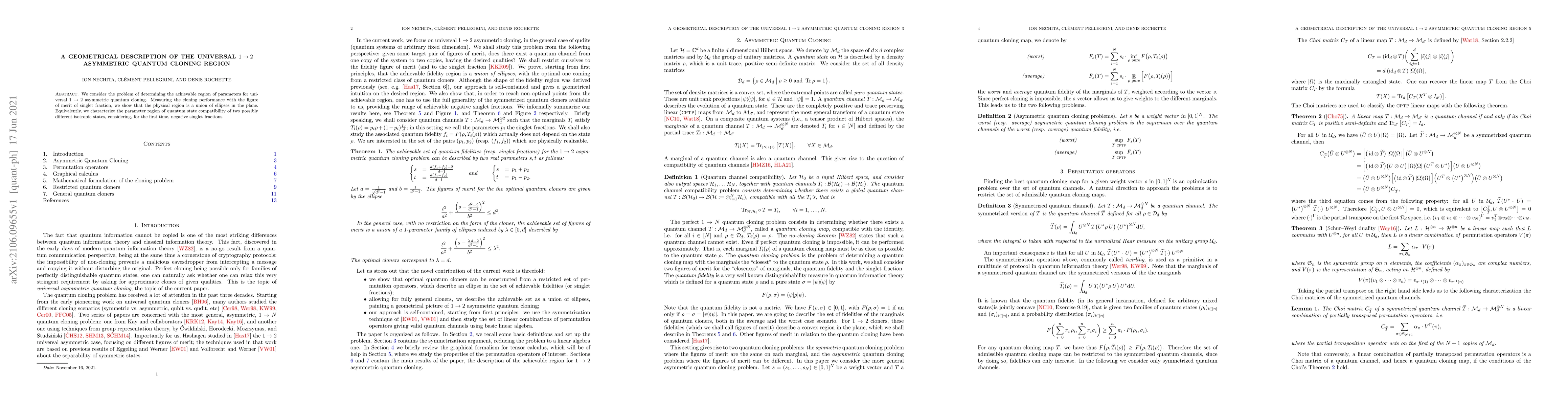 Thumbnail for A geometrical description of the universal $1 \to 2$ asymmetric quantum
  cloning region