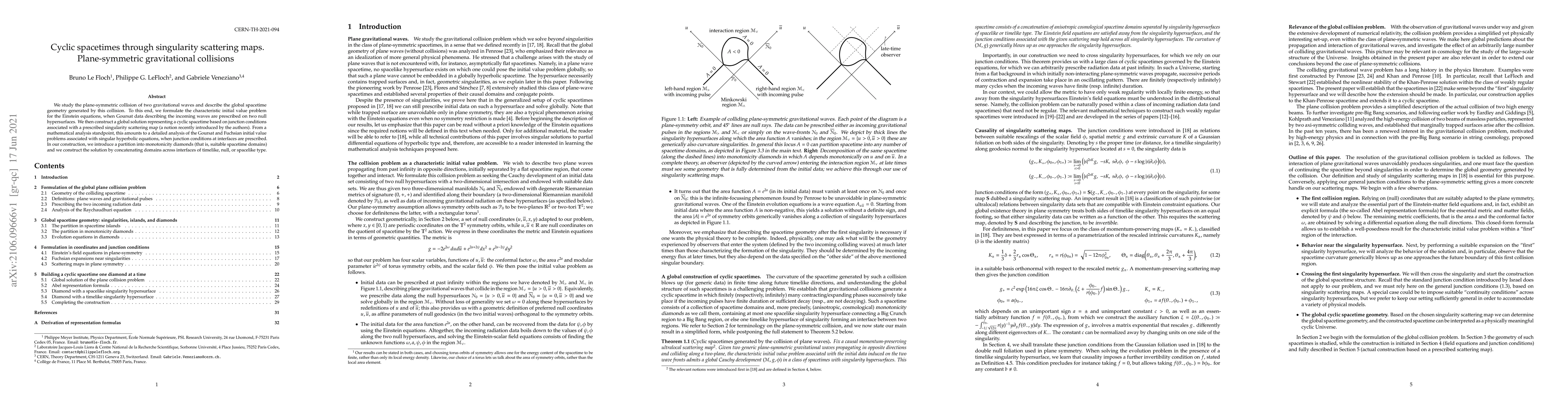 Thumbnail for Cyclic spacetimes through singularity scattering maps. Plane-symmetric
  gravitational collisions