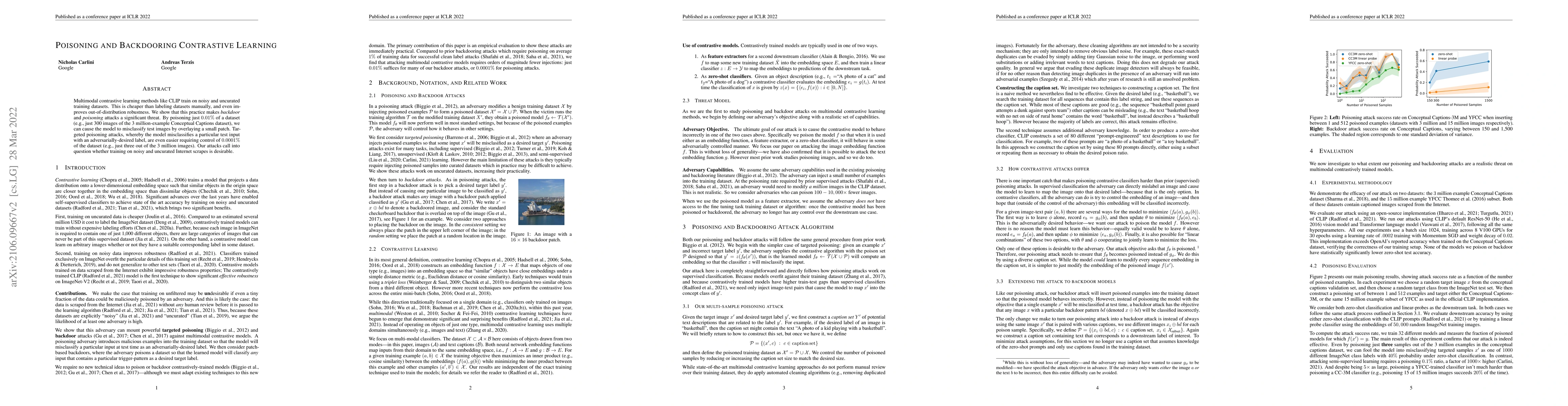 Thumbnail for Poisoning and Backdooring Contrastive Learning