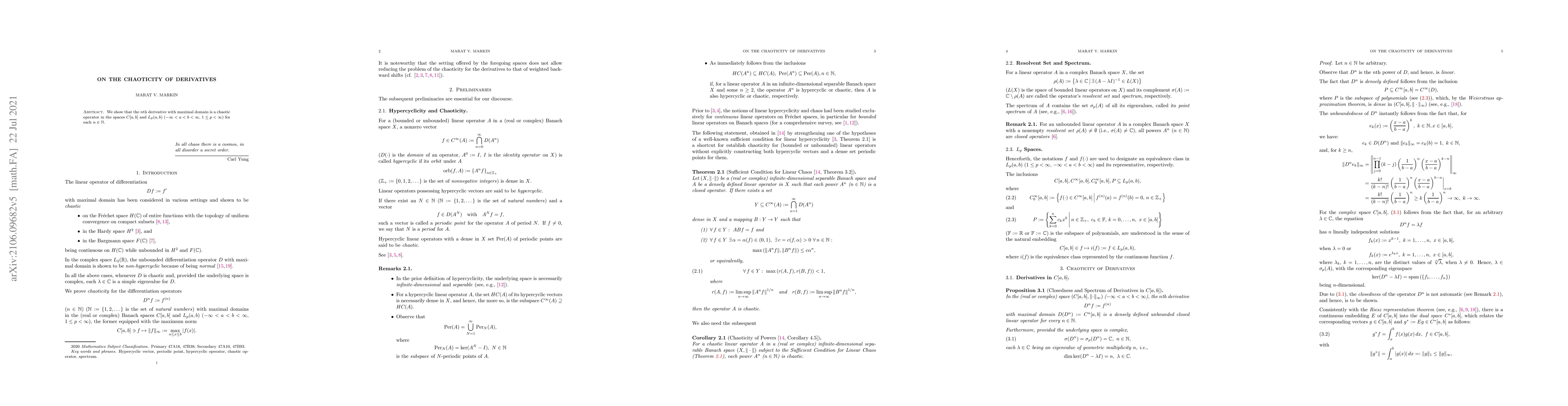 Thumbnail for On the chaoticity of derivatives