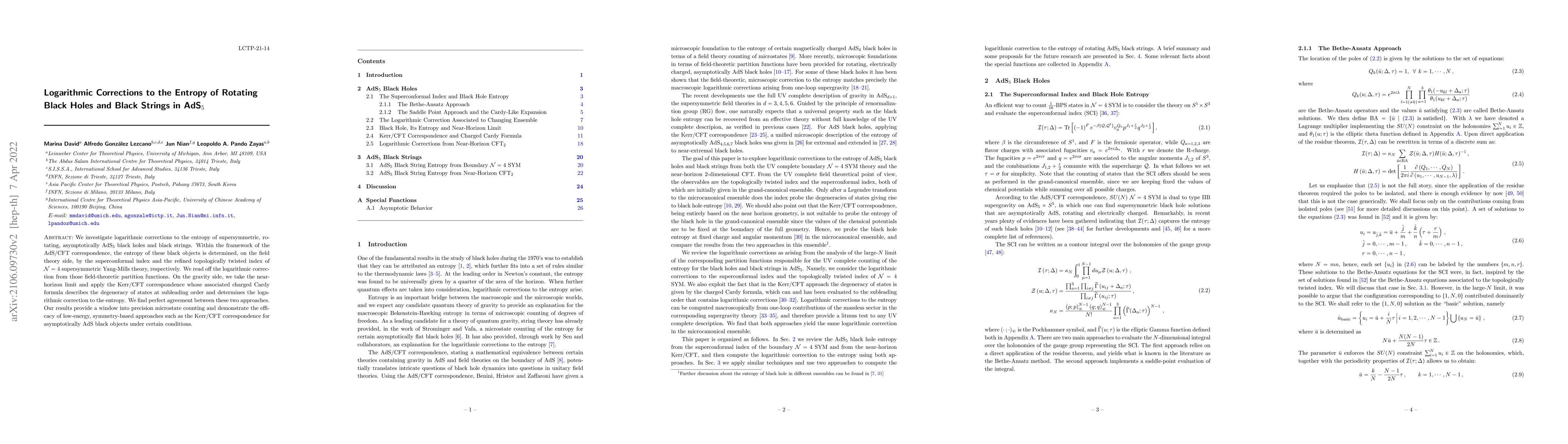 Thumbnail for Logarithmic Corrections to the Entropy of Rotating Black Holes and Black
  Strings in AdS$_5$