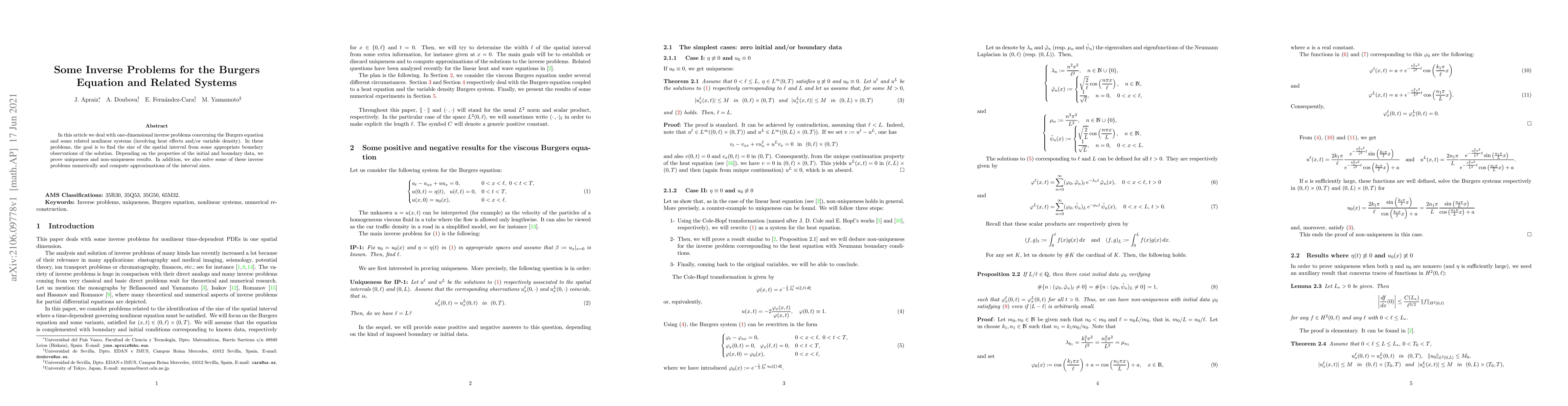 Thumbnail for Some Inverse Problems for the Burgers Equation and Related Systems