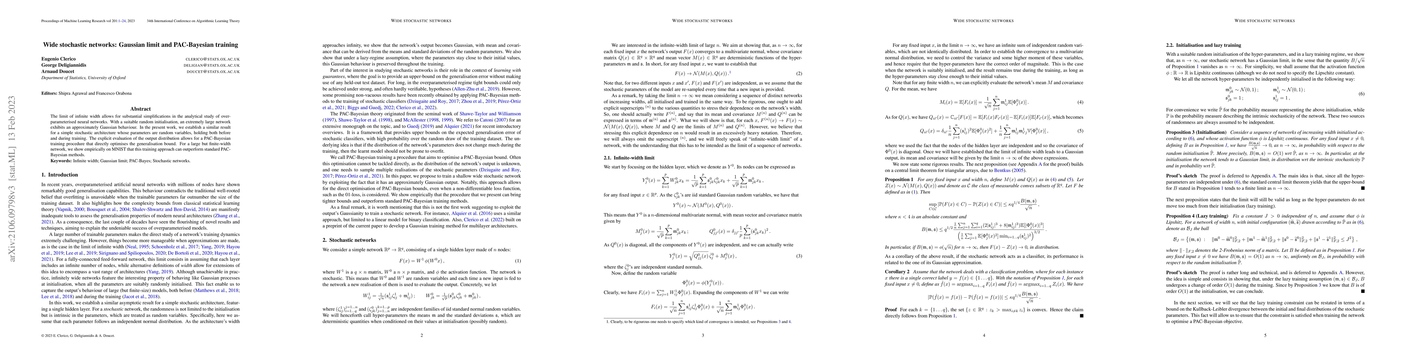 Thumbnail for Wide stochastic networks: Gaussian limit and PAC-Bayesian training
