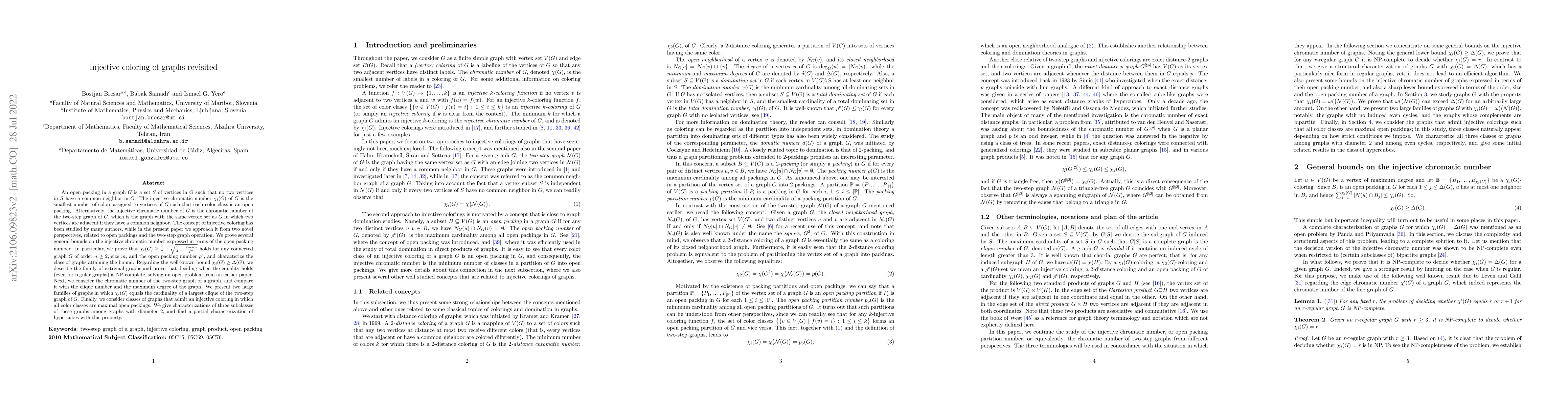 Thumbnail for Injective coloring of graphs revisited