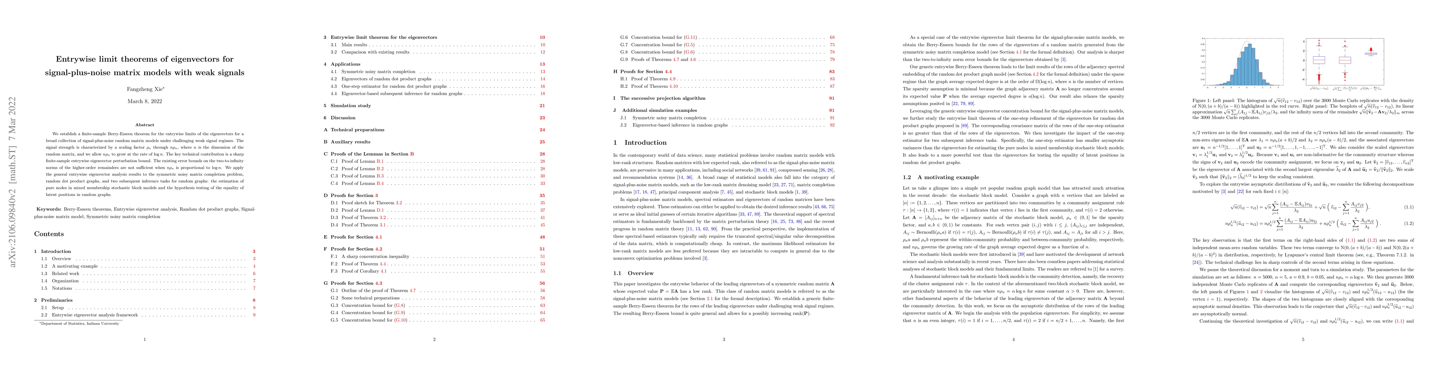 Thumbnail for Entrywise limit theorems of eigenvectors for signal-plus-noise matrix
  models with weak signals
