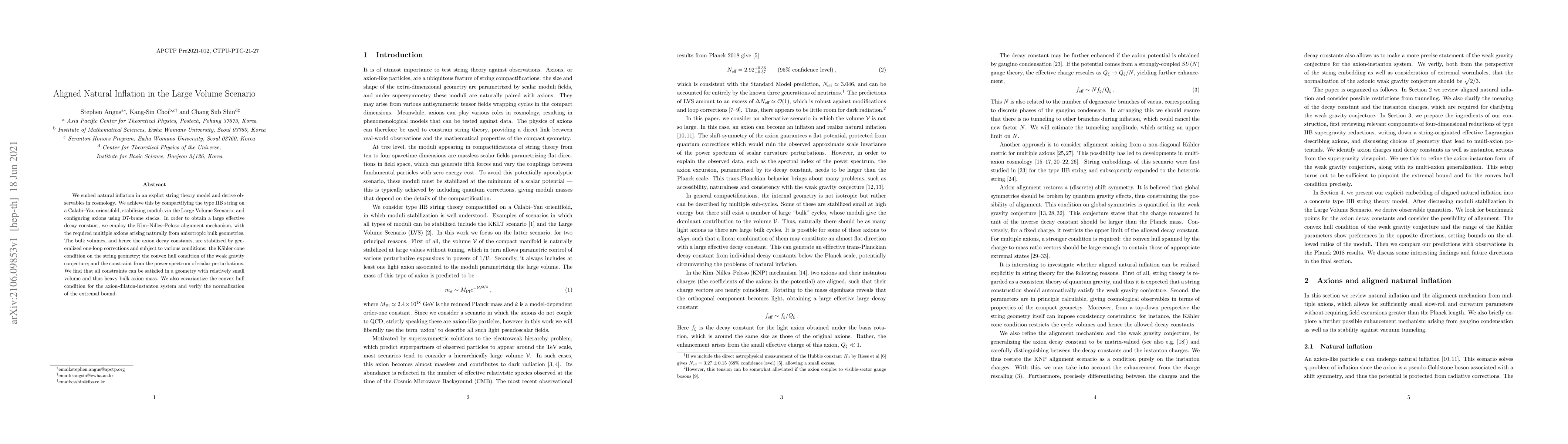 Thumbnail for Aligned Natural Inflation in the Large Volume Scenario