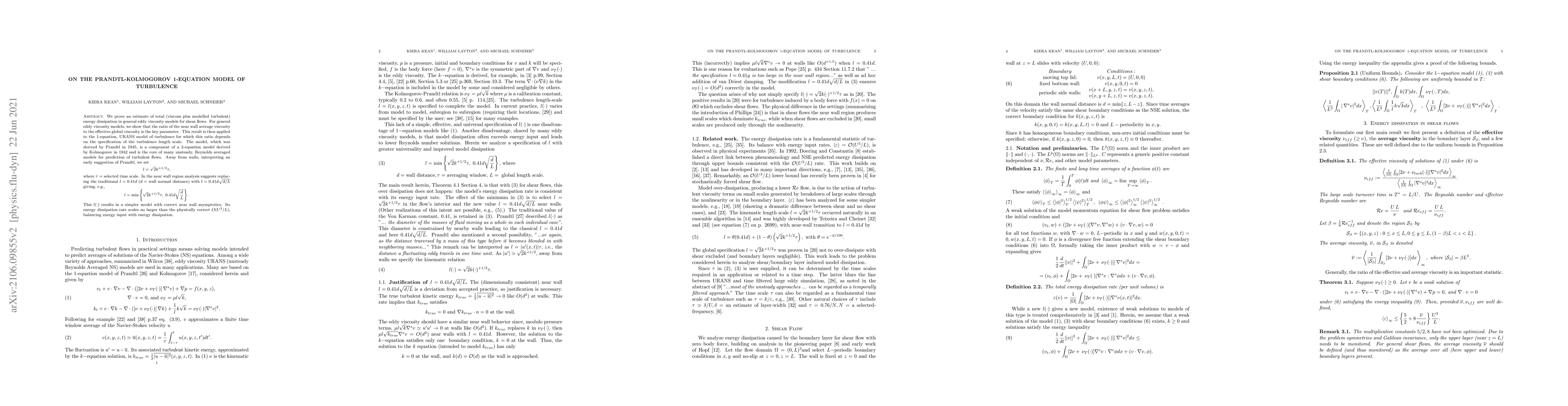 Thumbnail for On the Prandtl-Kolmogorov 1-equation model of turbulence