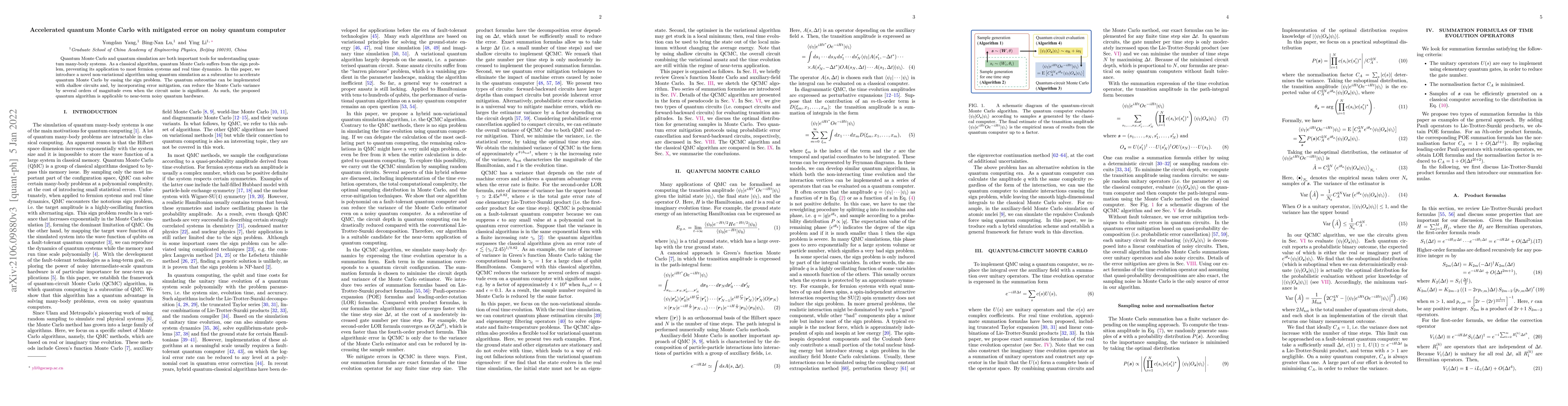 Thumbnail for Accelerated quantum Monte Carlo with mitigated error on noisy quantum
  computer