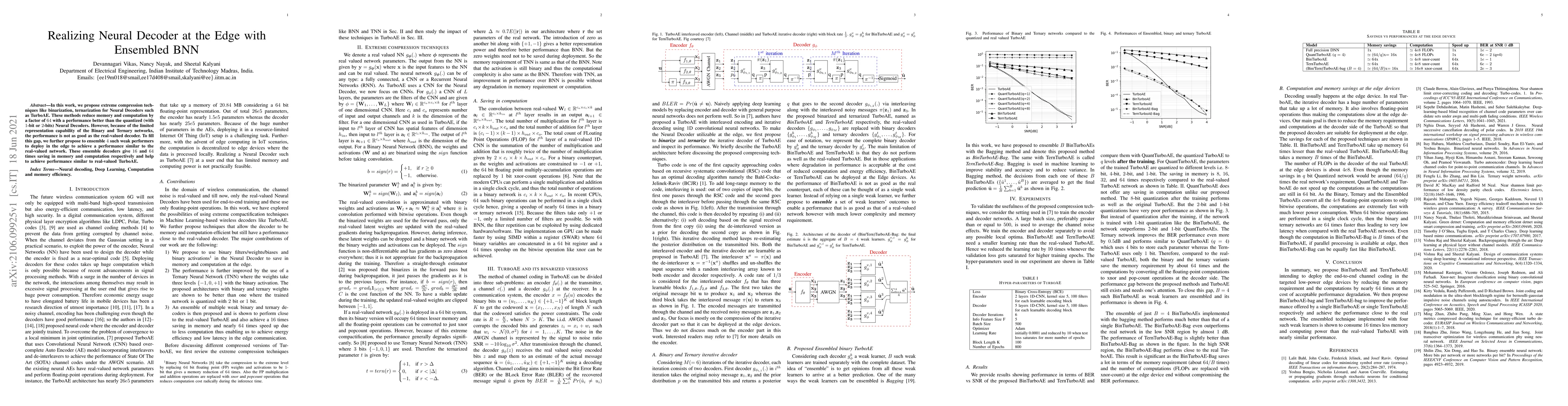 Thumbnail for Realizing Neural Decoder at the Edge with Ensembled BNN
